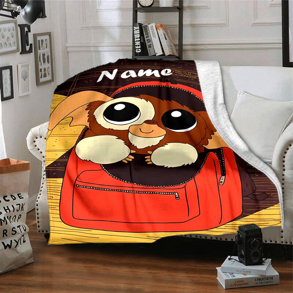 Custom Name Gremlins Theme Printed Blanket - Perfect for Couch, Bed, Travel & Outdoor Use | Machine Washable, Cozy & Durable.