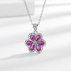 New Inlaid Red Corundum Water Drop Classic Shiny High-end Full Diamond Stud Earrings Ring Necklace Set
