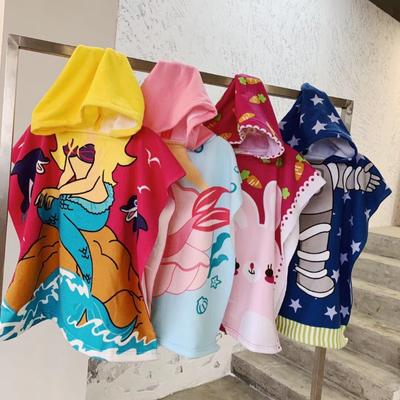 2024 Kids Baby Cute Bathrobe Hooded Children Bathrobes Microfiber Bath Robe Cartoon for Boys Girls Toddler Beach Swim Towels