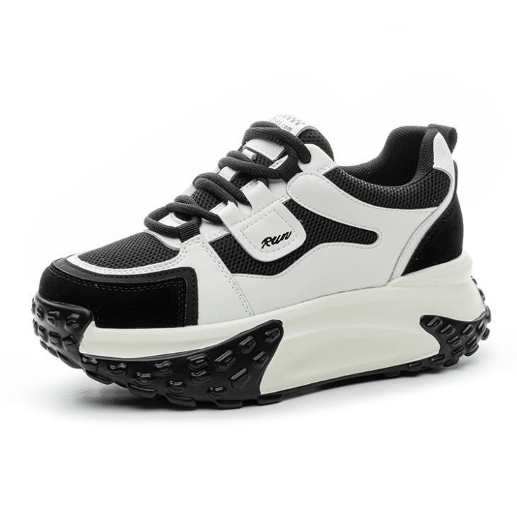 

Fashion 7CM Platform Sneakers Microfiber Leather Autumn Cushioning Vulcanized Chunky Hidden Heel Comfy Breathable Women Spring Sneakers 40
