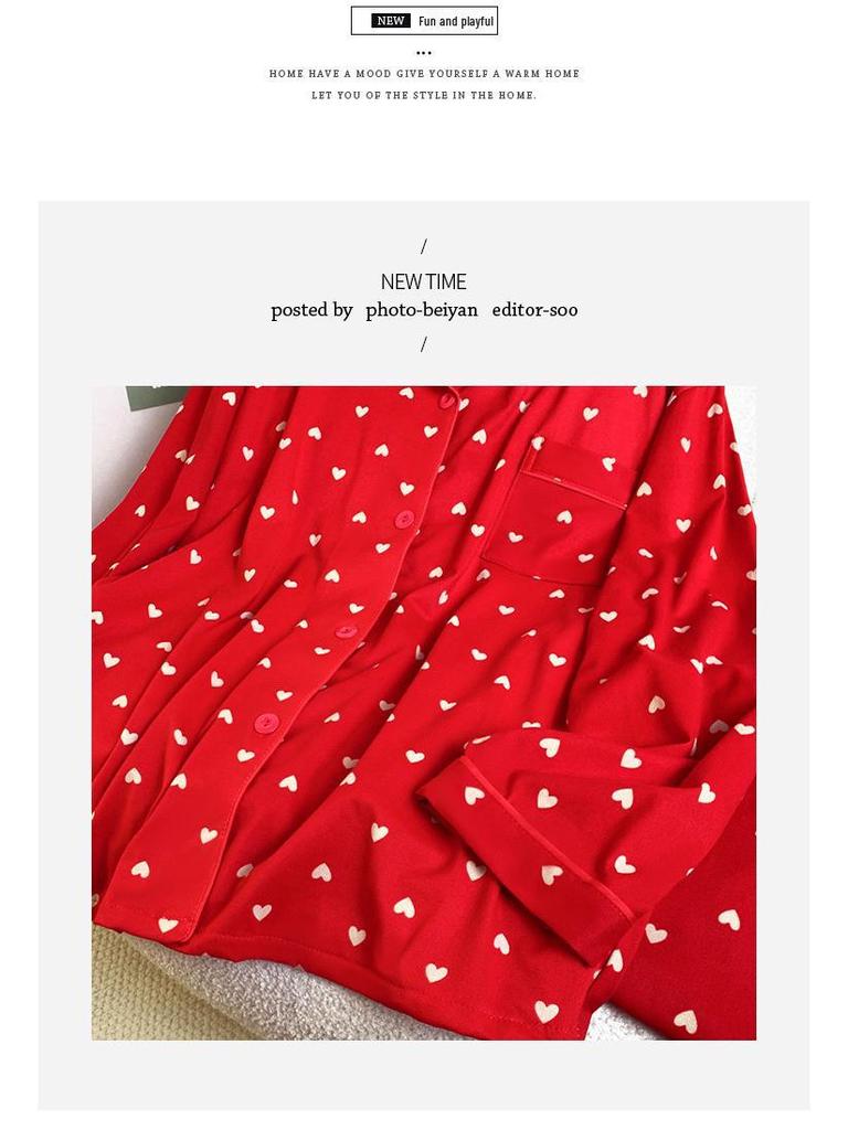 Conjunto de pijama de algodón de manga larga para mujer con el año del zodíaco rojo para primavera y otoño