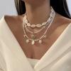 Trendy Multi-layer Starfish Pendant Ocean Style Bohemian Shell Conch Imitation Pearl Beaded Collar Summer Beach