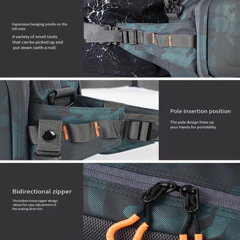 Fishing Pack Water Resistant Crossbody Single Shoulder Bag Multifunctional Outdoor Fishing Tackle Storage Bag Portable