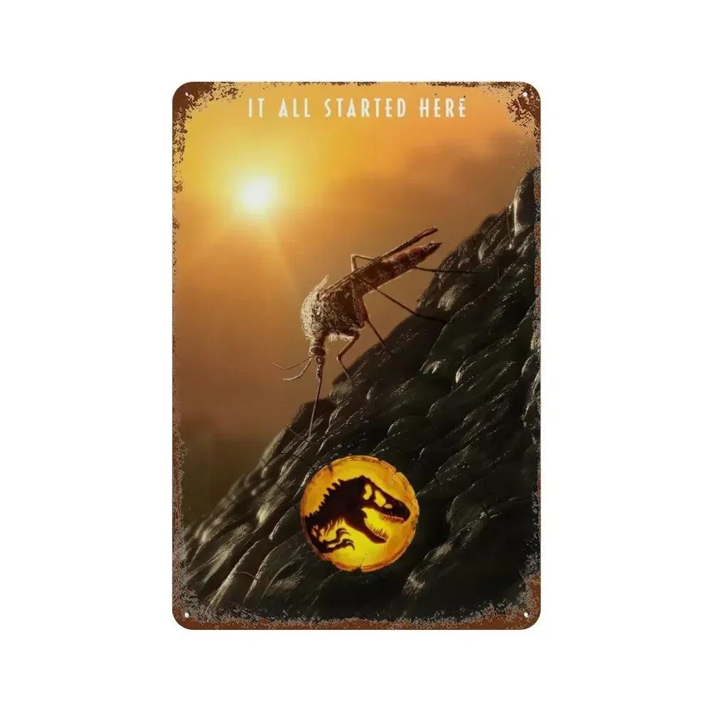 Jurassic Park Dinosaur Science Fiction Movie Sign Decor Metal Plate Poster Vintage Tin Sign Garage Man Cave Plaque Decoration