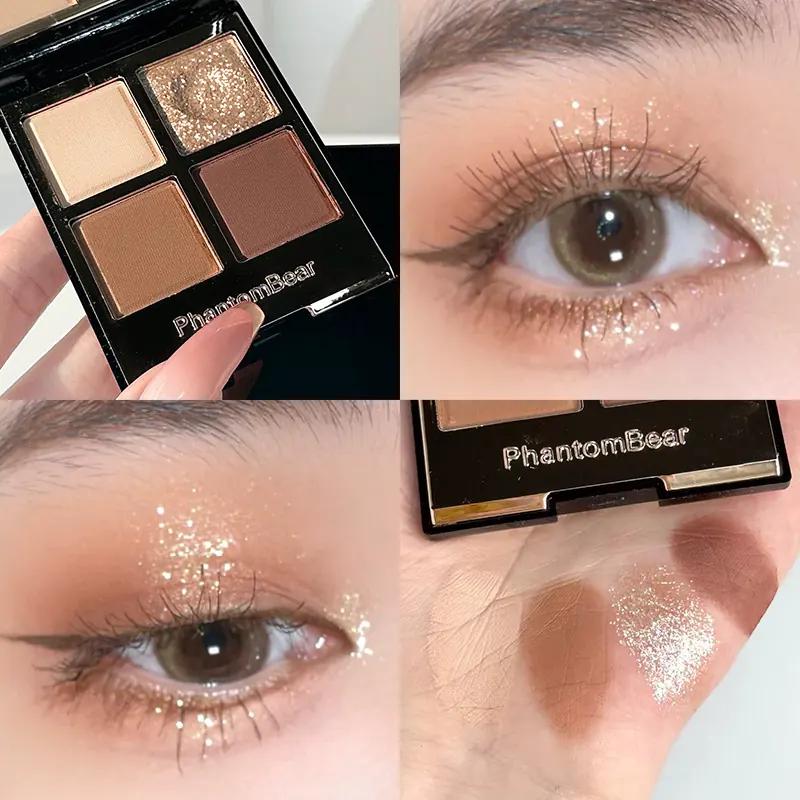 Phantombear/Phantom Bear Four-Color Eyeshadow Palette Earth Tones Pillow Talk Pearlescent Matte Pink Brown Versatile
