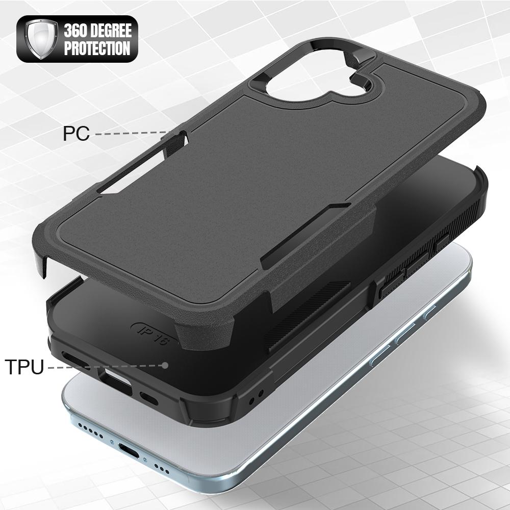 For iPhone 16 Case 2-in-1 PC+TPU Shockproof Phone Cover