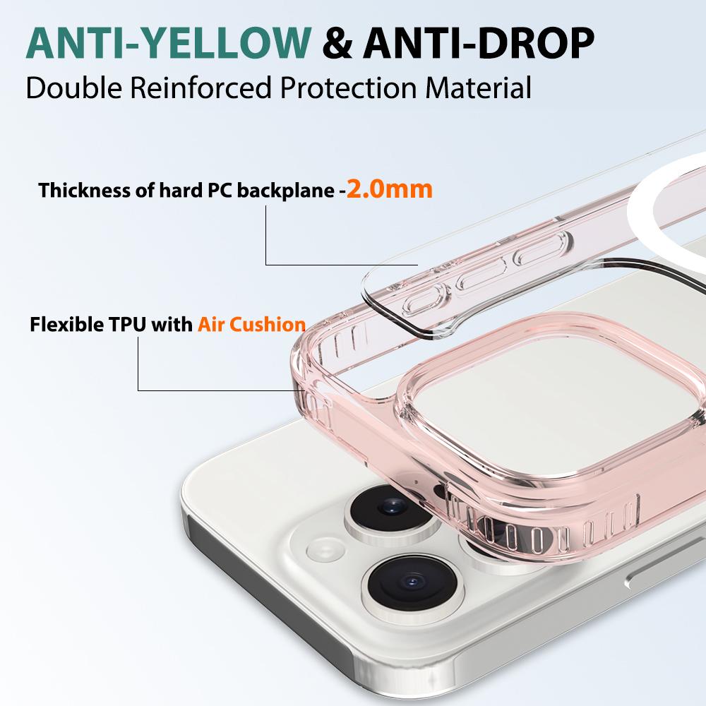 For iPhone 16 Pro Case Compati with MagSafe PC+TPU Clear Phone Cover with Tempered Glass Screen Protector