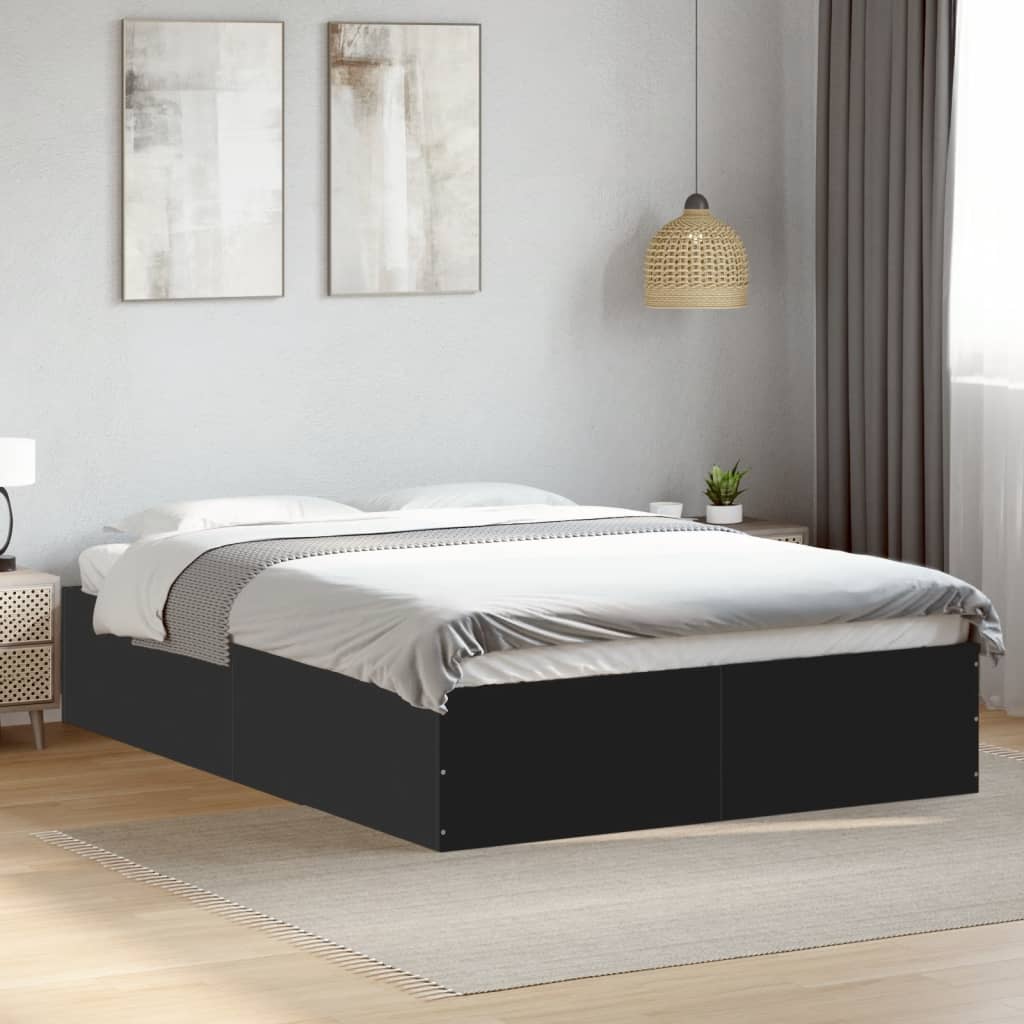 Black Bed Frame 120 x 190 cm Engineered Wood