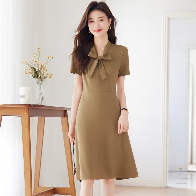 Women's Short Sleeve Professional Dress with Bow