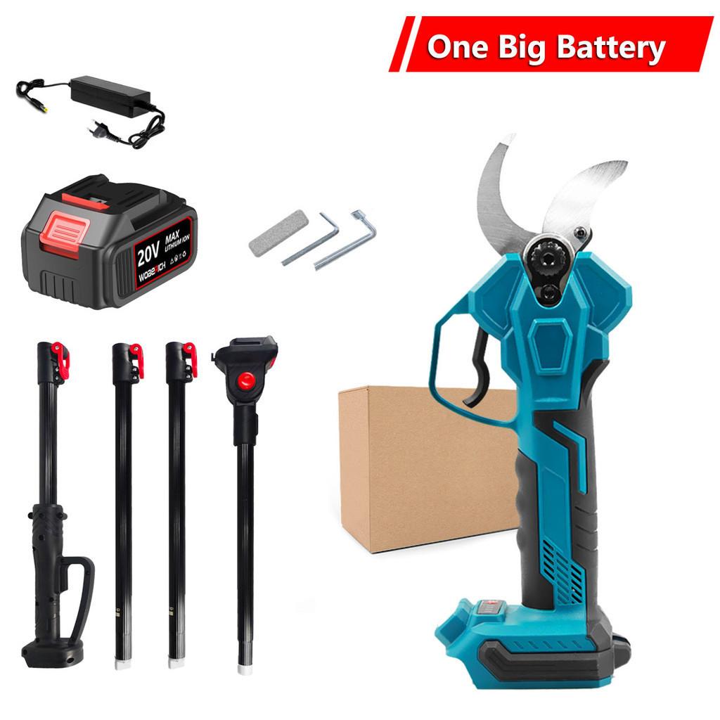 Brushless Cordless Electric Scissors Extension Pole Pruner Pruning Shears Efficient Fruit Tree Bonsai Pruning Branche Cutter Blue