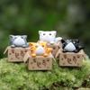 4pcs Creative Cartoon Mini Cat Accessories, Car Decoration Ornaments, DIY Miniature Landscape Plastic Garden Cat Statues