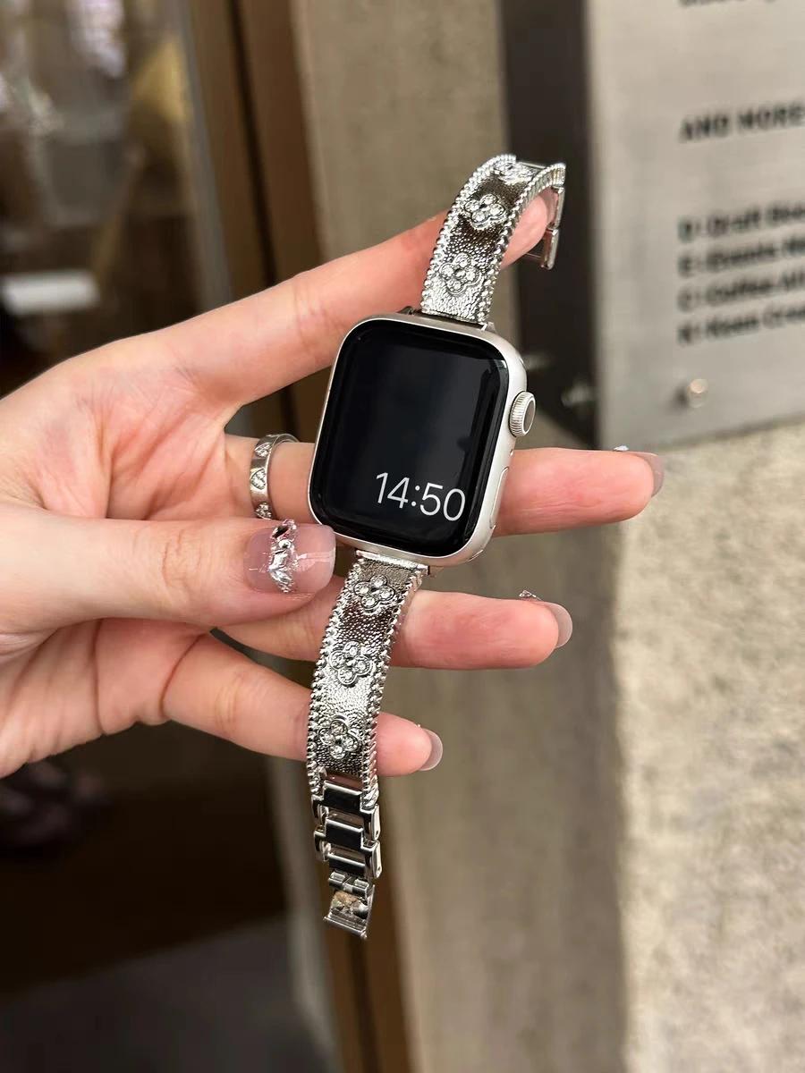 

Nice Bling Metal bracelet For Apple Watch band link women Series 8/7/6/10/9 40mm 41mm 38mm 42mm 44mm 45mm 46mm Strap 42mm44mm45mm46mm49mm срібний
