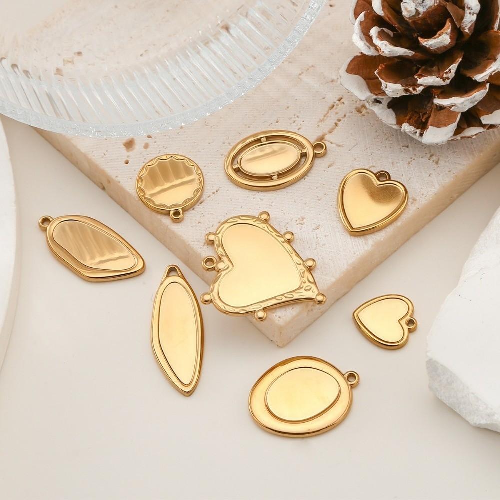 5Pcs Stainless Steel Cabochon Pendant Base Irregular DIY Charm Pendant Trays Heart Shape Blank Cabochon Base