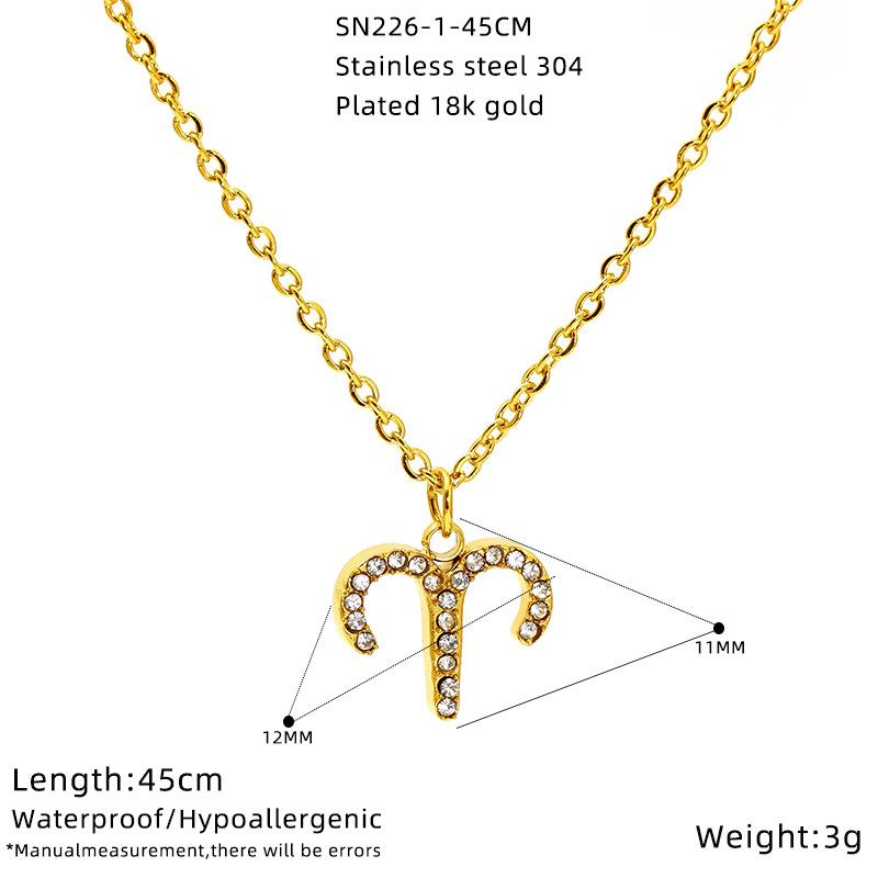 Light Luxury Micro-Inlaid Zircon Twelve Constellations Titanium Steel Necklace Women'S Gold Collarbone Chain Spot