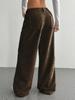 European American Loose Wide-Leg Women's Casual Pants with Pockets