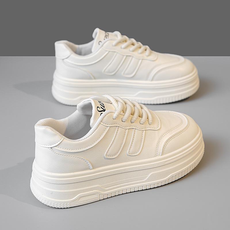 High-value little white shoes women's spring new versatile round head lightweight sports shoes thick-soled heightening casual women's shoes
