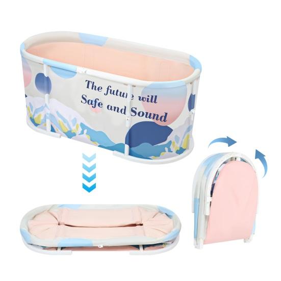 45" Stor Hopfällbar Badkar Extra Stor Hopfällbar Badkar med Plastram Fristående Omgivning Hopfällbar Badkar Familj SPA Blötläggningskar