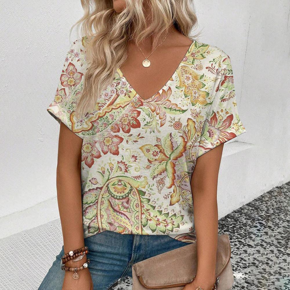 Women's T-Shirt Summer V-Neck T Shirt for Women Daily Fashion Short Sleeve Casual T-Shirt 3d Print Female Clothes Tshirt