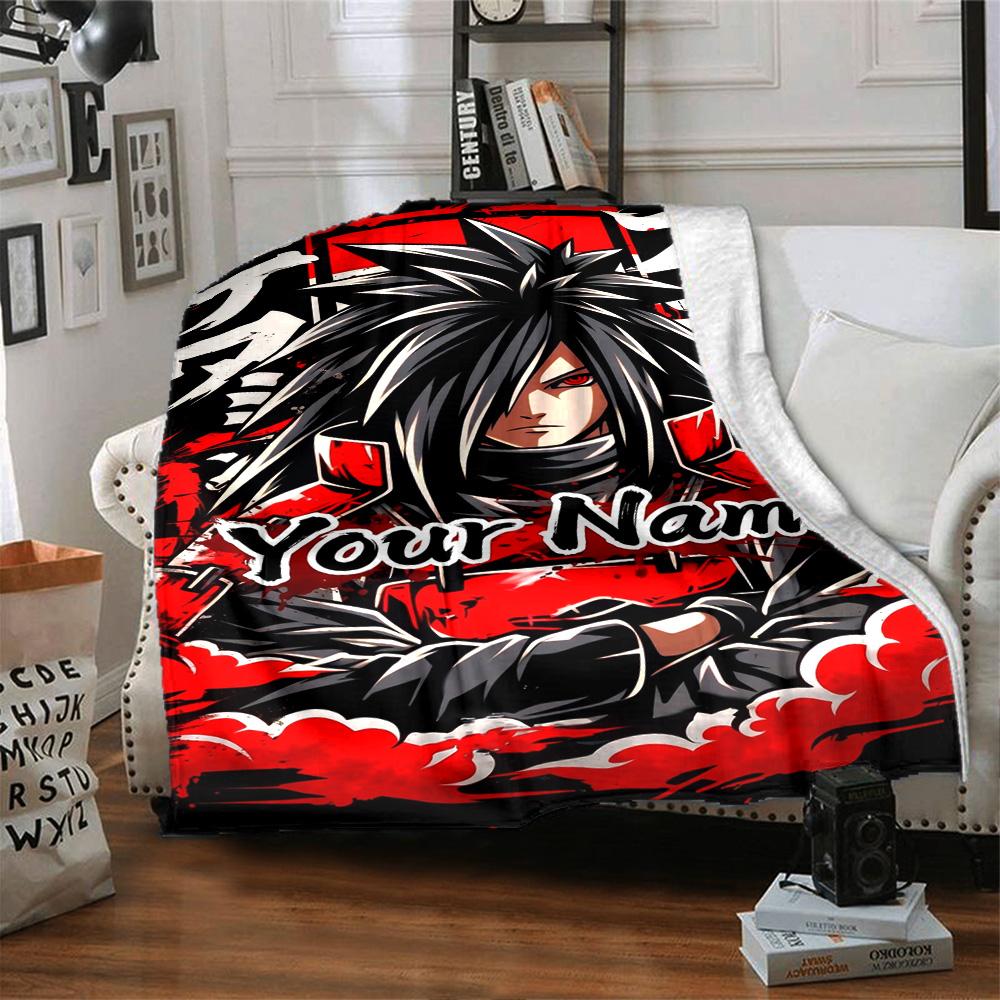 Naruto Character Personalized Text Blanket Lightweight Customizable Blanket Comfortable Great for Nap Office Office Chair Livingroom All-Season Use