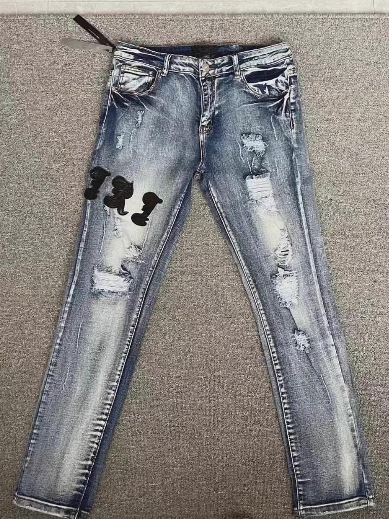 Męskie dżinsy Anir typu slim fit z haftem - Modny styl studencki, obcisłe i do wszystkiego