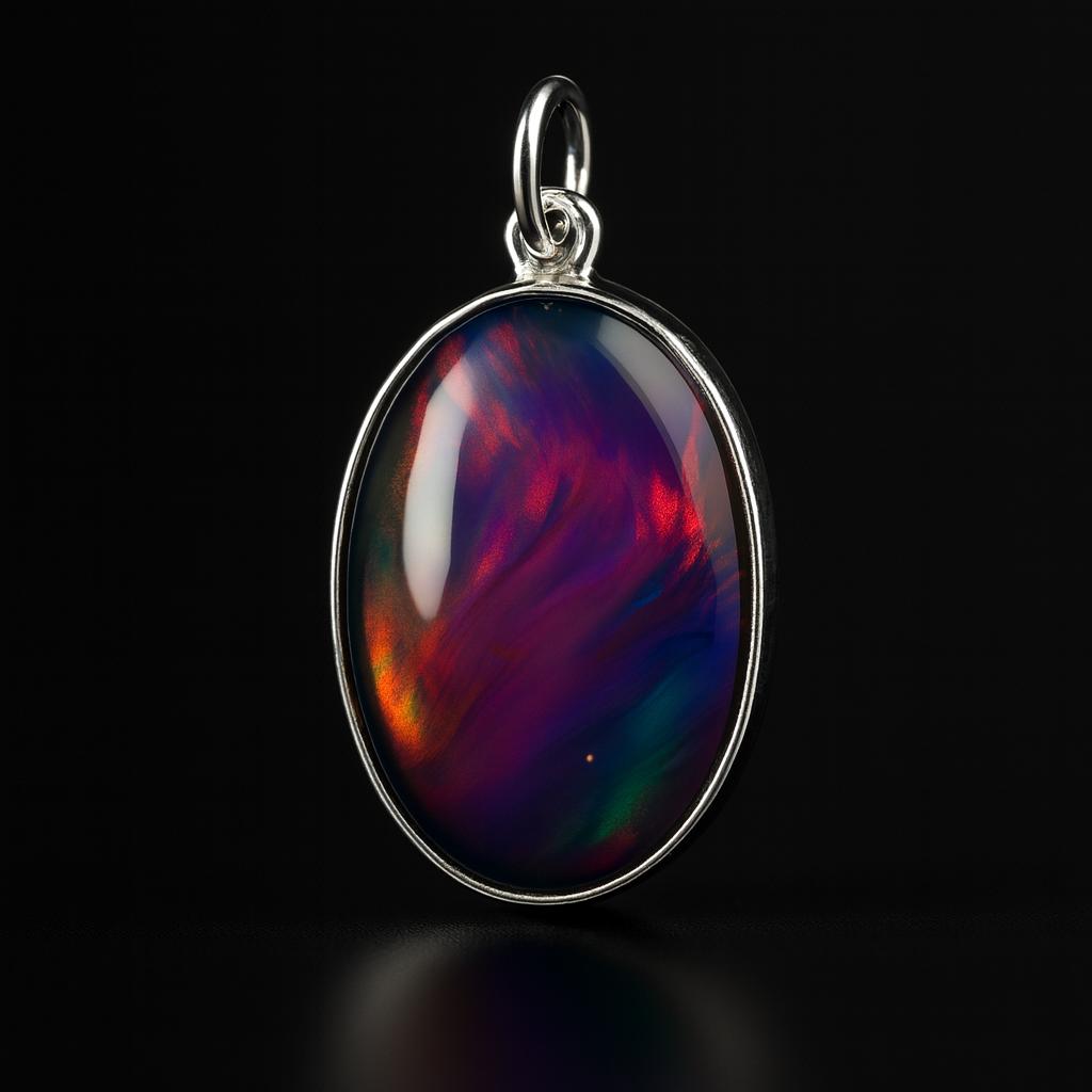 Natural Opal Pendant 29.35 ct Multi Color Gemstone 925 Sterling Silver October Birthday Birthstone