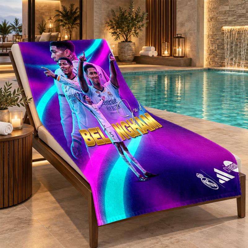 Beach Towel with Jude Bellingham Design, Quick Dry Lightweight Towel for Swimming Pool Travel