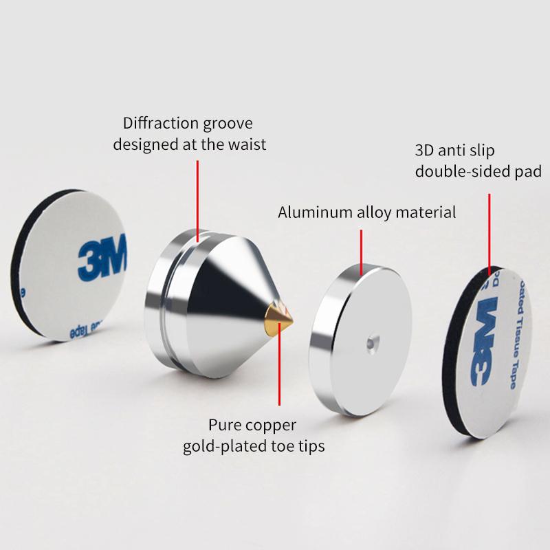 Stoßdämpfer-Spikes Dämpfungsmatte HIFI-Standfüße Lautsprecher-Fußpolster KTV-Subwoofer Bühnenlautsprecher Aluminium-Isolationskegel Boden-Fußnagel