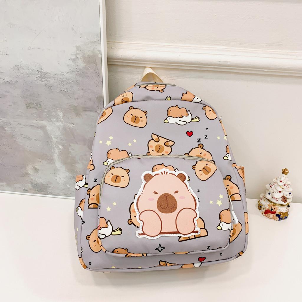 

Capybara Printting Cartoon Backpack School Bag For Cute Kids Gift Breathable 29*24*11cm серый