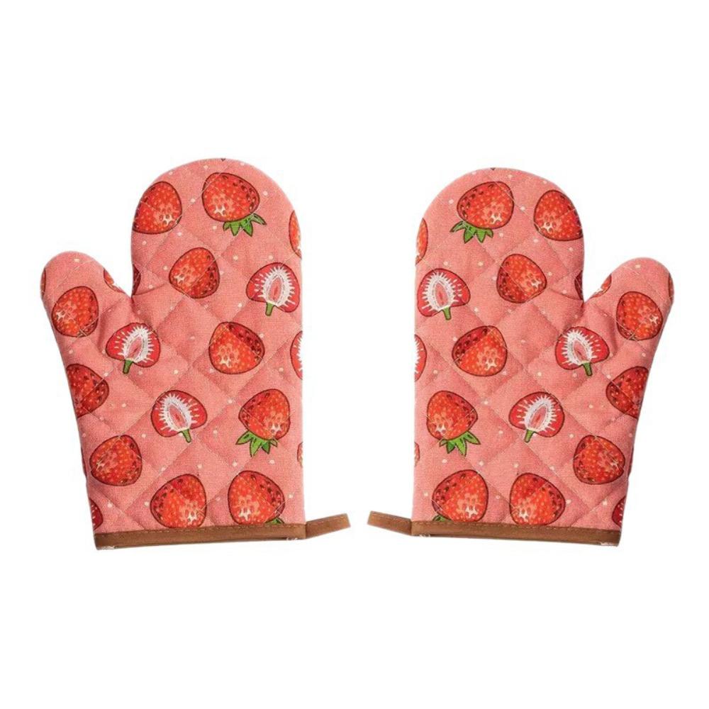2pcs Thickened Cotton Oven Mitts Heat Resistant Kitchen Microwave Mittens  Kitchen Accessories Style 2