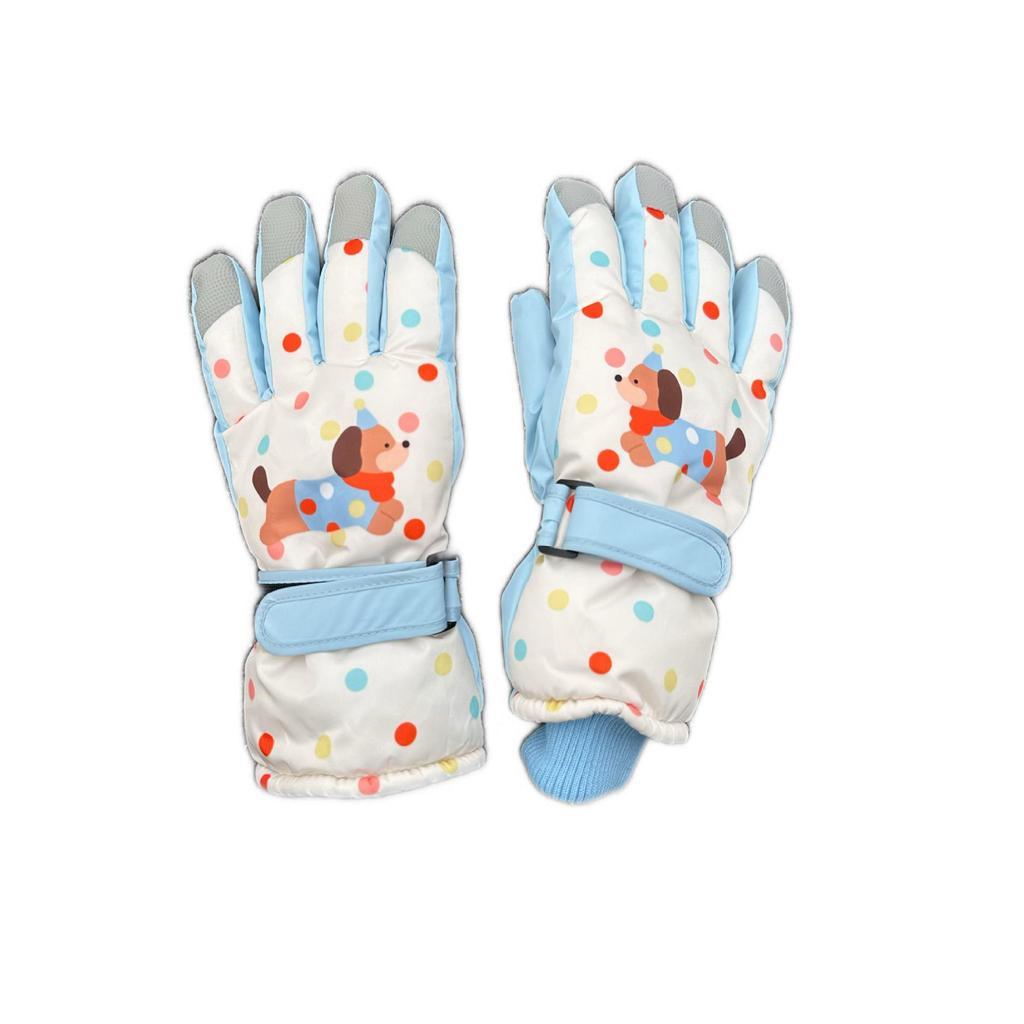 Kadın Kış Karikatür Köpekçik Kayak Eldivenleri: Dokunmatik Ekranlı, Rüzgar Geçirmez, Kadife Astarlı, Dış Mekan Sürüşü İçin Parmak Ayrık