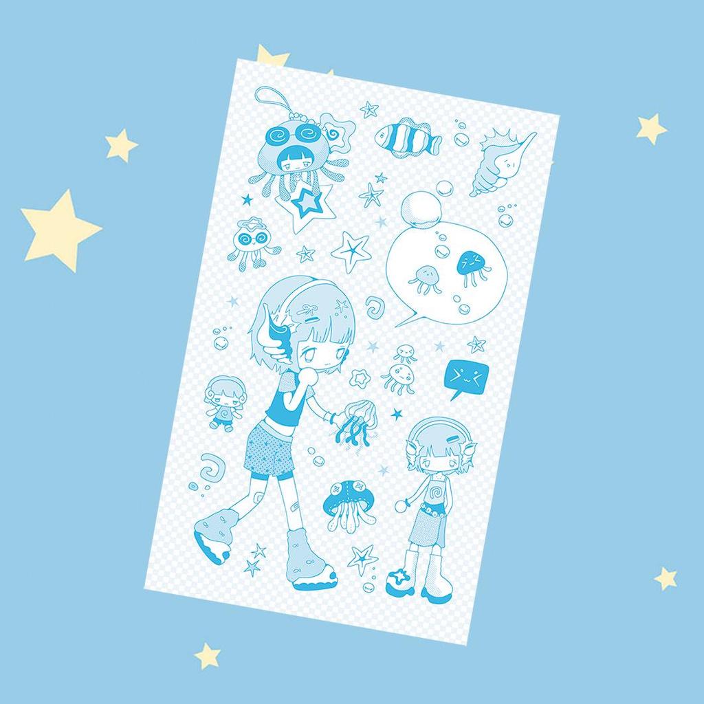 Korean Retro Summer Girl Stickers: Cute Cartoon Guka DIY Creative Set