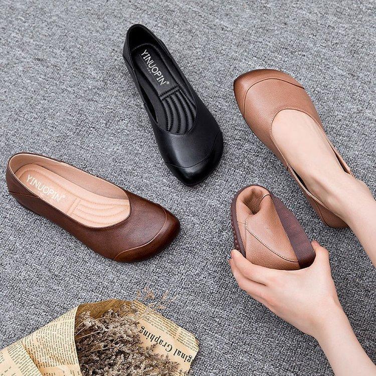 Large Size Single Shoes Women's 2026 Spring and Autumn New Style Commuting Flat Bottom Square Head Shallow Mouth Casual Comfortable Lazy Shoes