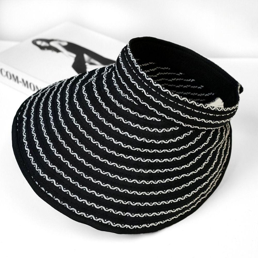 Folding Headband Sun Visor Hat Wide Brim Bucket Hat Trendy Women's Stripe Sun Hat Summer Outdoor