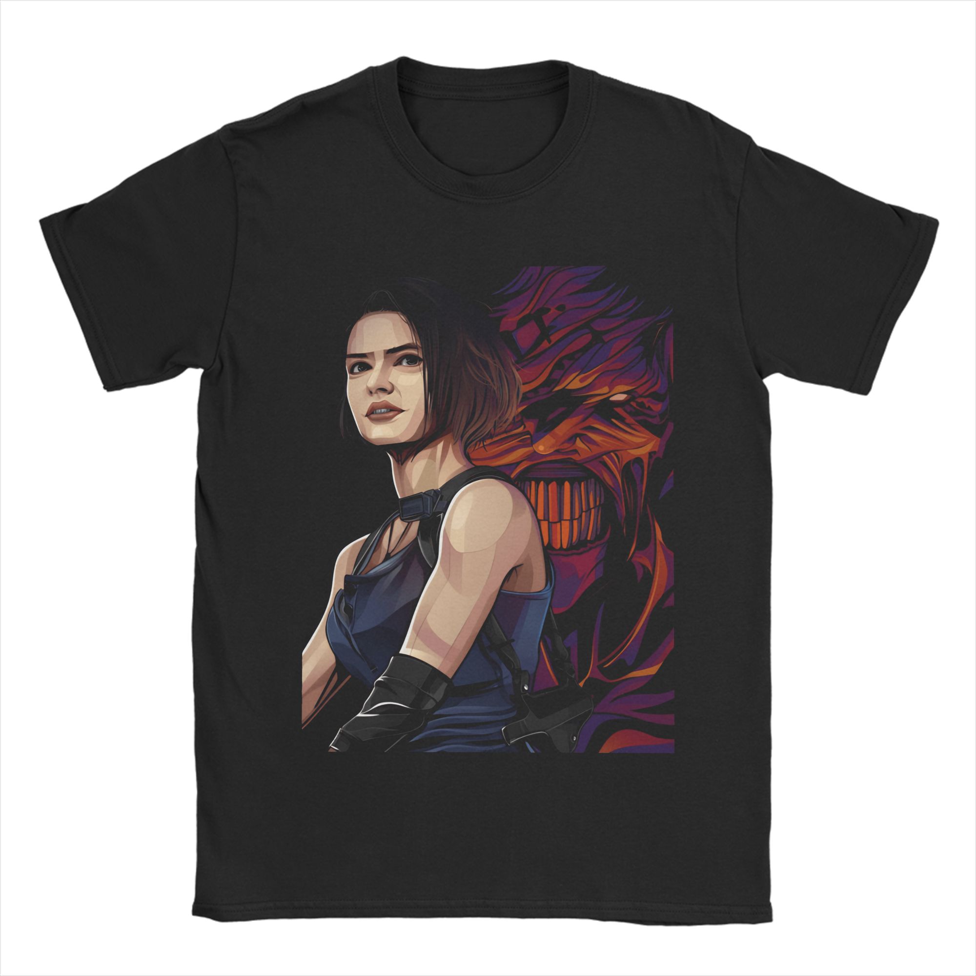 Jill Valentine TShirts for Unisex  Funny Pure Cotton Tee Shirt Round Collar Short Sleeve T Shirts Party Clothing S