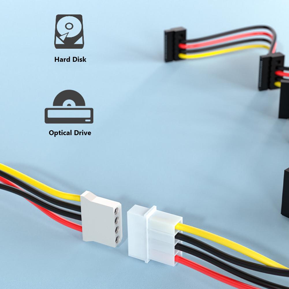 DIY Power Connectors Hard Drive 1 to 5 SATA Power Cable Adapter Splitter Cables Hard Drive Power Supply Cord