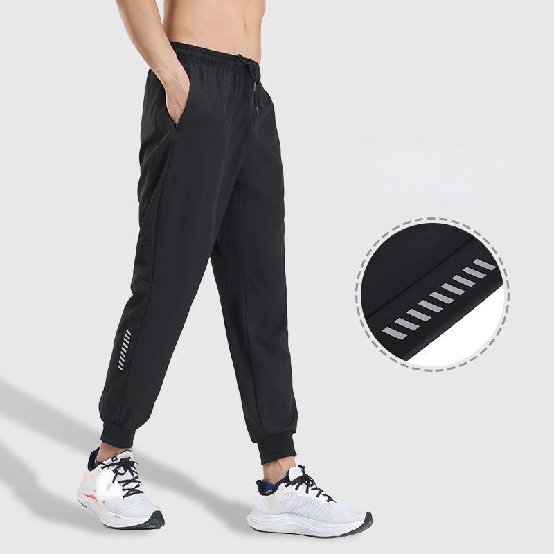 Men's Gym Fitness Pants Running Breathable Ice Silk Quick-Drying Sports Wind Casual Fashion Sports Jogging Pants