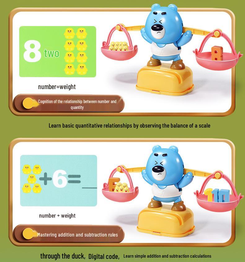 Mała waga szalkowa Miś Zabawka edukacyjna dla dzieci 3-6 lat: Nauka liczb i interakcja rodzic-dziecko