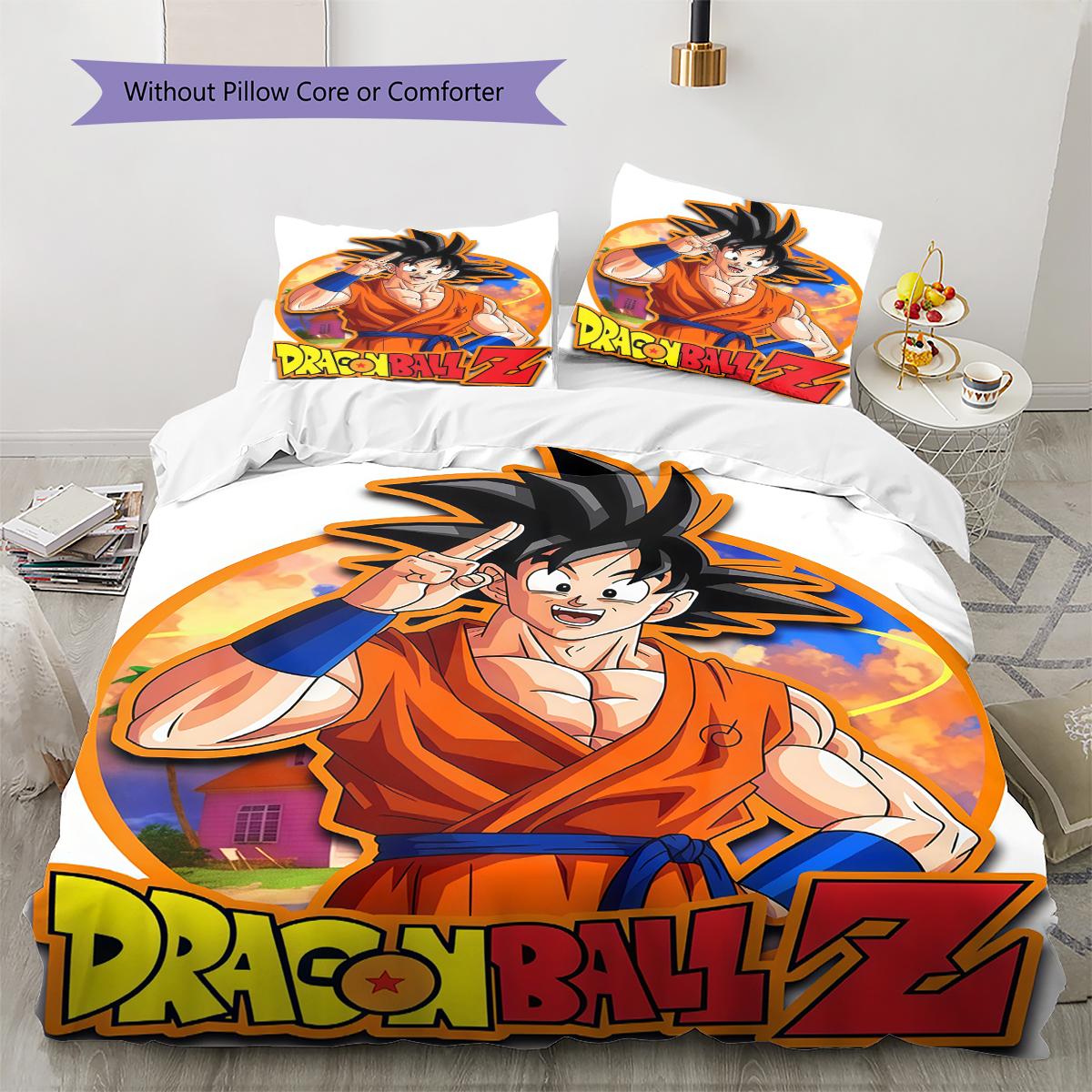 

Son Goku Pattern Bedding,Quilt Set Quilt Cover Pillowcase Home Birthday Gift (1 * duvet cover + 2 * pillowcase, without core) 135x200cm