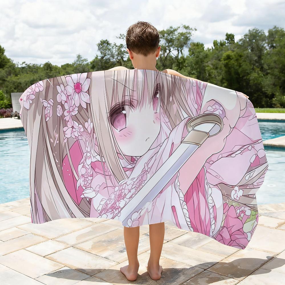 Anime PinkAngel-style Girls Chobits Towel Quick Drying Beach Towels Are Suitable For Swimming Pools Camping Yoga And The Gym