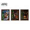 Christmas Fridge Magnet 3Pcs Light-up Window Magnet Wooden Fake Refrigerator Magnets with LED Light Magnetic Decoration for Holiday Party