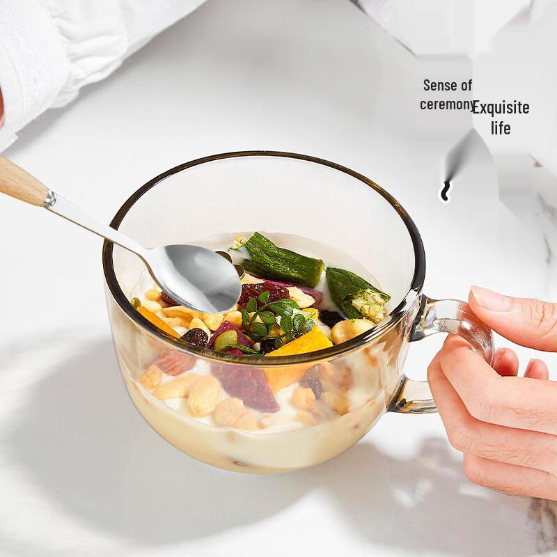 ZISIZ Brown Glass Breakfast Oatmeal Cup