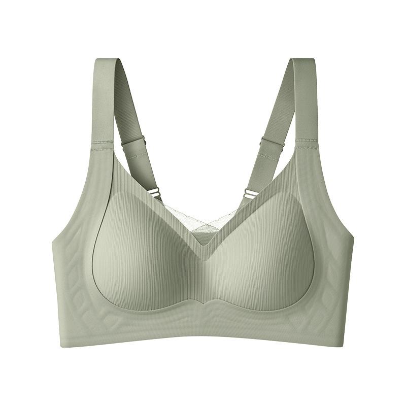 Traceless underwear women's big breasts show small breasts, anti-sagging soft support no steel ring bra new