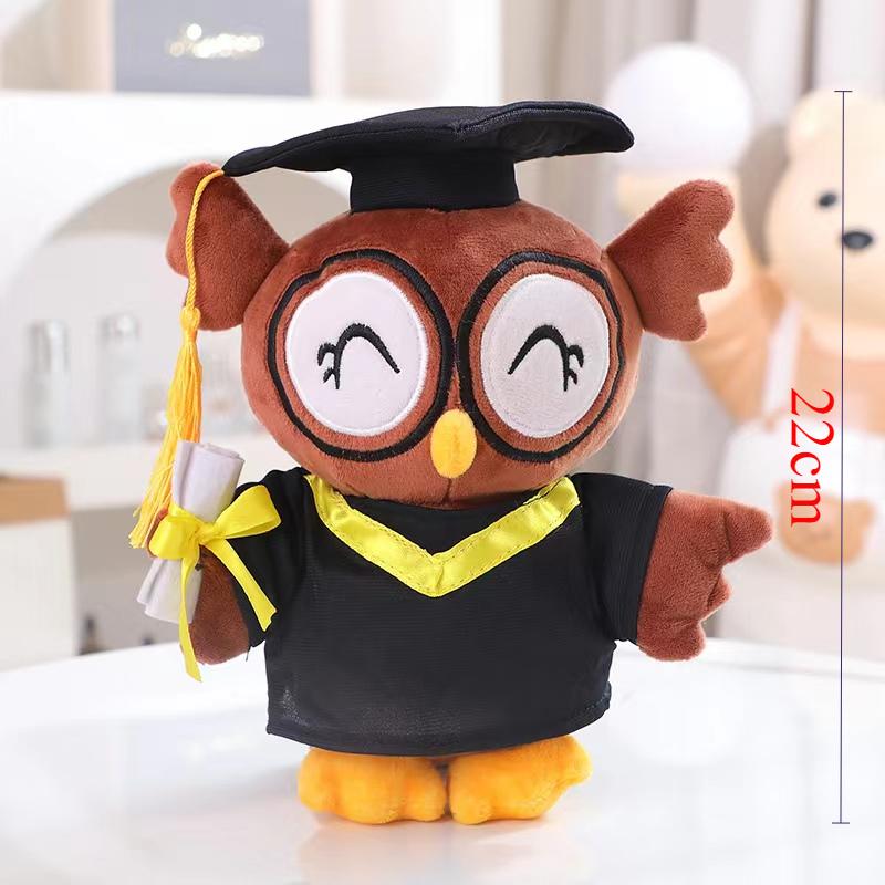 Graduation Capybara Plush Toy Doctor Hat Graduate Owl Doll Cute Stuffed Animal Plushie Kawaii Pendant Soft Cartoon Keychain Gift