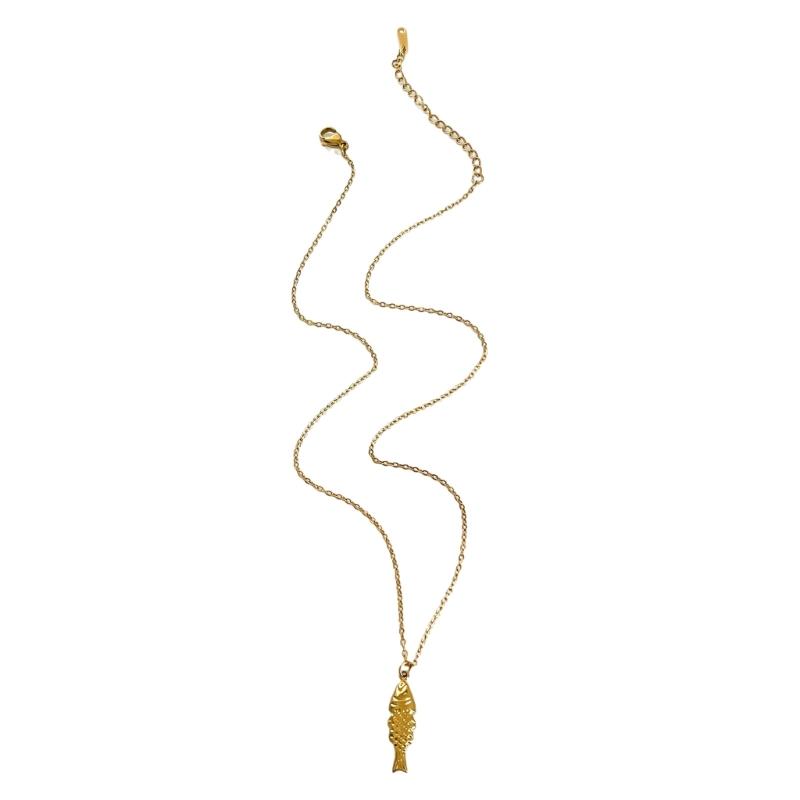 

Unique Designs Fish Pendant Necklace Sturdy Stainless Steel Waterproof Jewelry Accessory for Women Beach Party Supplies
