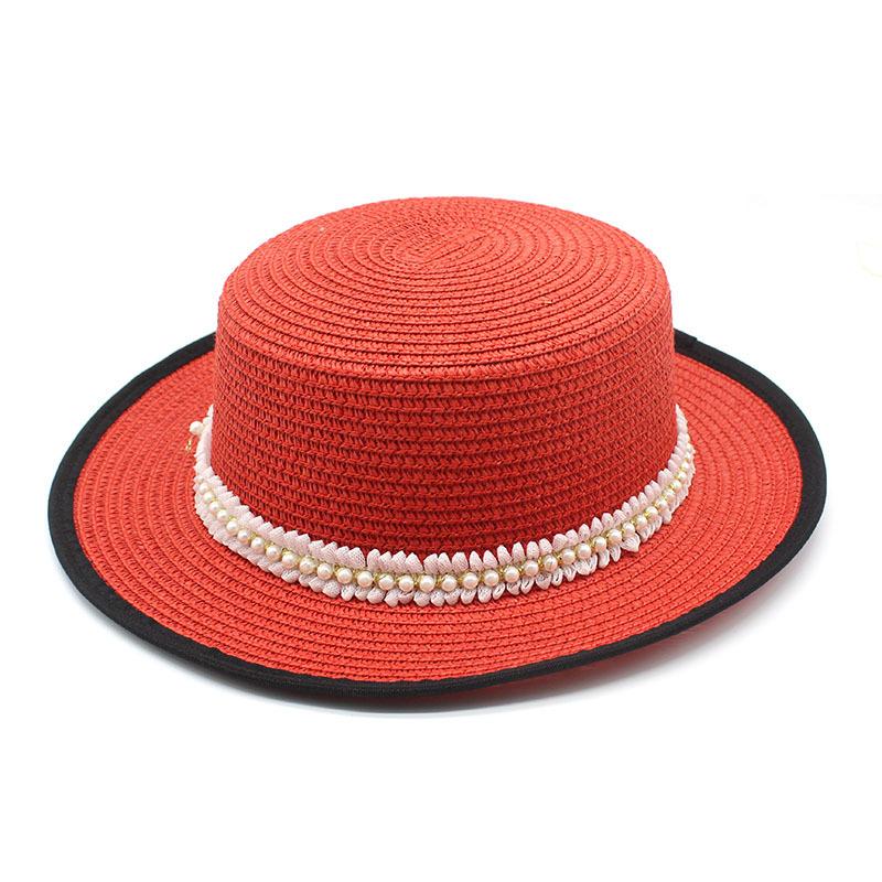 Straw Hat Women'S French Retro Small Fresh Hat British White Flat Top Top Hat Trendy Ins Summer