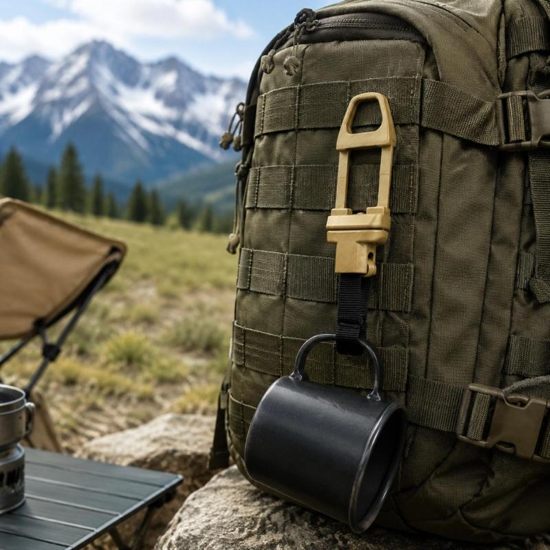 Outdoors Gear Rails Mount Buckles Accessory for Backpacks Carry, Metal Hanging Hoop Connectors for Camping and Hiking
