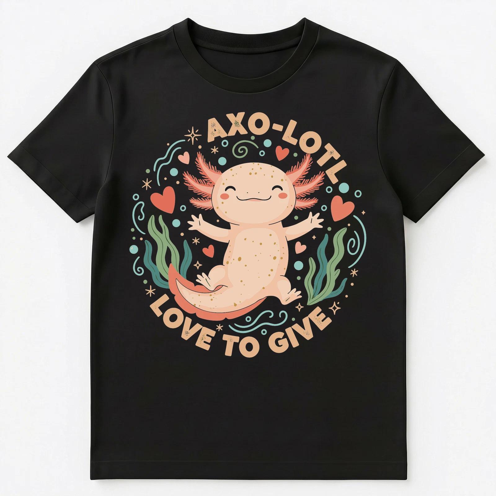 Cute Axolotl With Cute Love To Give Unisex T-Shirt M