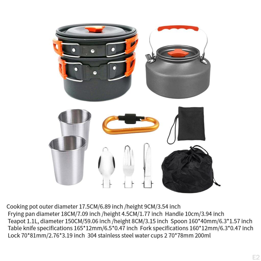 Camping Cookware Set for Campfire Cooking Utensils Portable Pot Frying Pan Family
