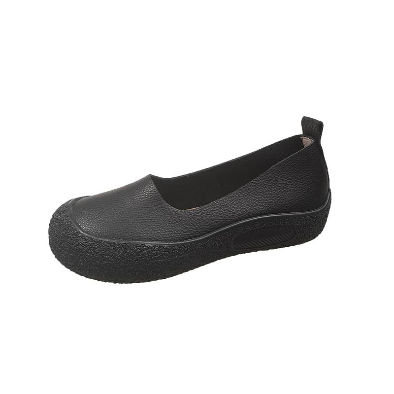 

Модная женская обувь Натуральная кожа Модные балетки Повседневная обувь Мягкая Удобная Толстая подошва Женские шлепанцы Дышащие Одинарные туфли 42 чёрный