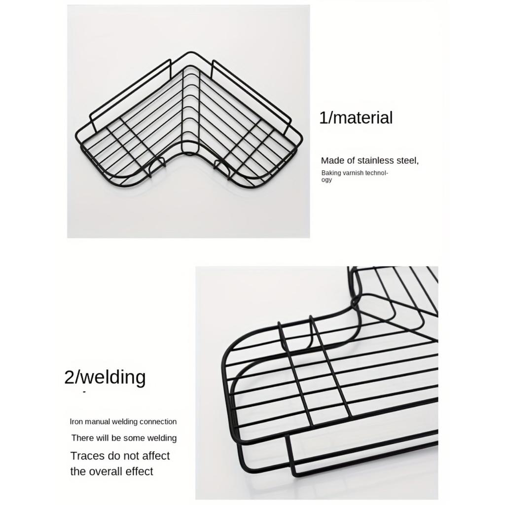 Anti Rust Stainless Steel Wall Mounted Shower Rack with Multiple Compartments, Wall Mounted Bathroom Storage Rack,shampoo, Conditioner,cosmetics Shelf
